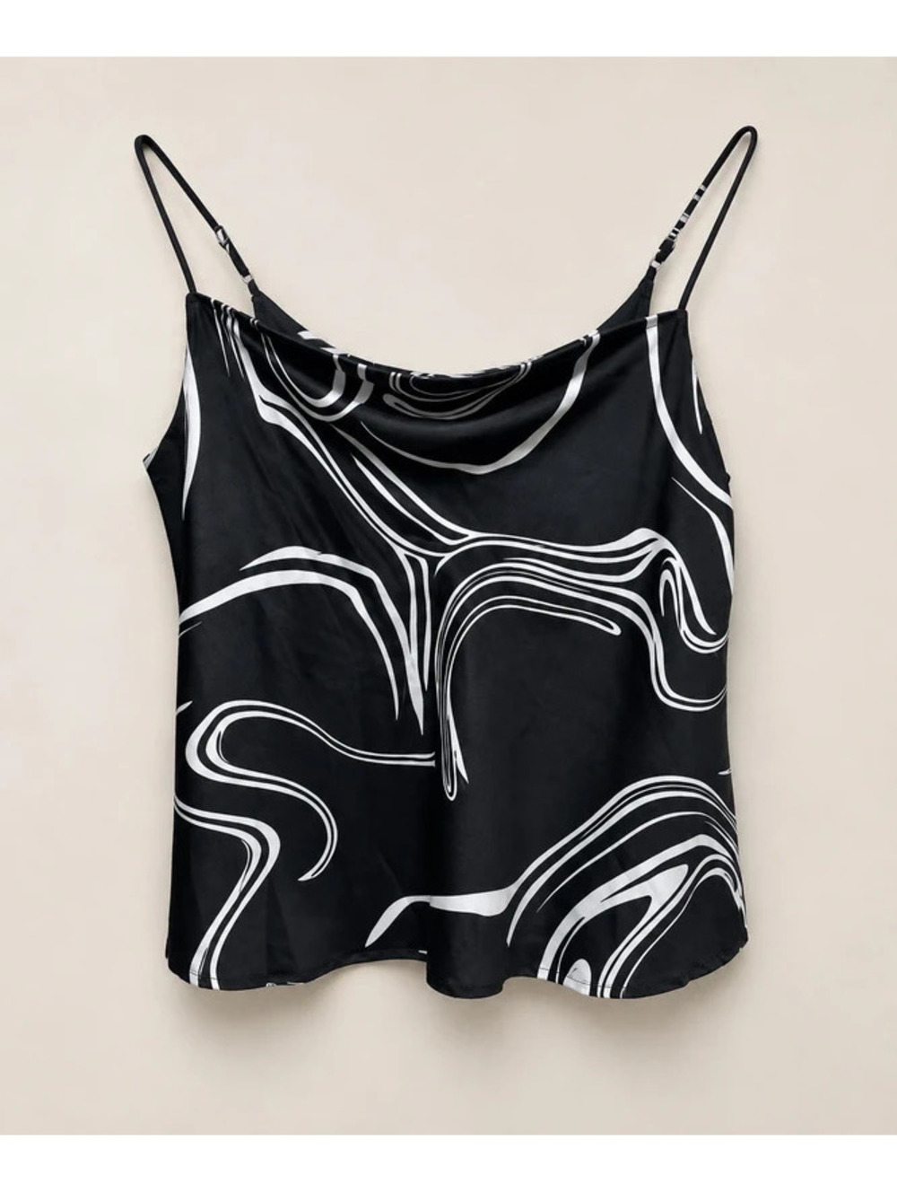 Bar III Black & White Abstract Cowl-Neck Camisole XXL